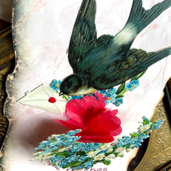 画像4: Postcard  ハートを運ぶツバメ クロモス 仕掛け (4)