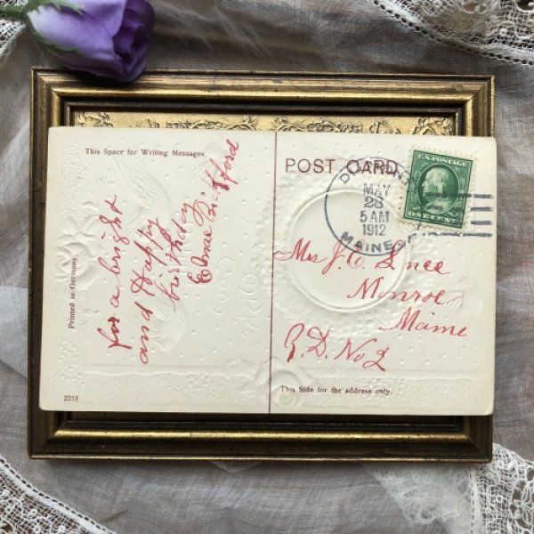 画像3: Postcard  カーディナルと薔薇のお花 コウカンチョウ 1912年 (3)