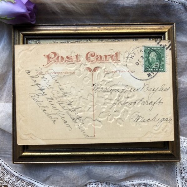 画像3: Postcard  クリスマス ホーリーのバスケット 籠 1910年 (3)