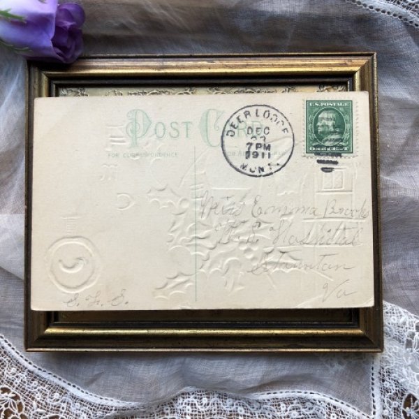 画像3: Postcard  クリスマス ホーリーと雪景色 1911年 (3)