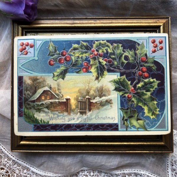 画像2: Postcard  クリスマス ホーリーと雪景色  (2)