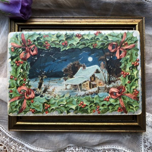 画像2: Postcard  クリスマス ホーリーと雪景色  (2)