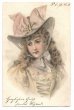 画像1: Postcard 　帽子の女性　1901年 (1)