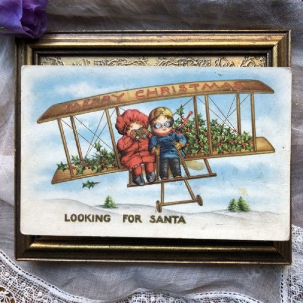 画像2: Postcard  クリスマス 飛行機でサンタさんを探す子どもたち (2)