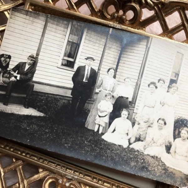 画像3: ▼SALE 500▼ Postcard 肖像写真 大家族と犬 (3)