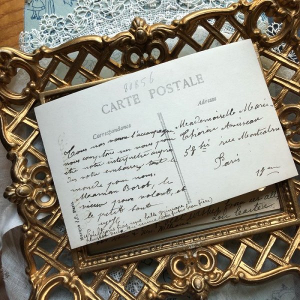 画像4: Postcard 薔薇のお花と女の子 フランス1912年 (4)