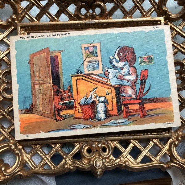 画像2: ▼SALE 500▼ Postcard 手紙を書き終えた?犬 未使用 (2)