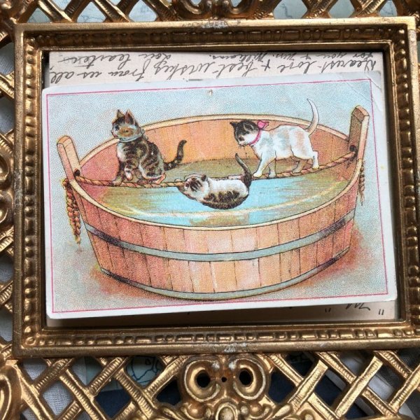 画像2: Vintage Greeting card 猫の綱渡り Helena Maguire (2)