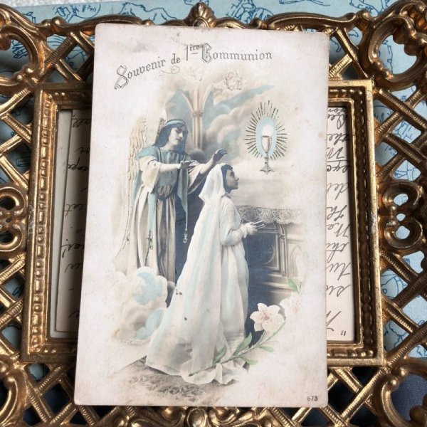 画像2: Postcard 初聖体の女の子と守護天使 フランス (2)