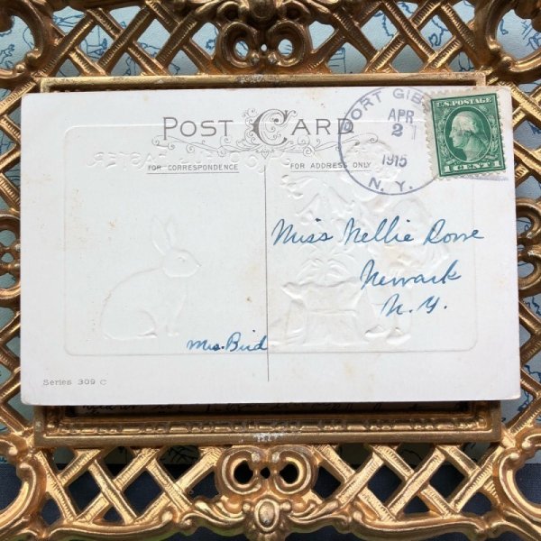 画像3: ▼SALE 500▼ Postcard イースター 白百合のお花を見つめる男の子とウサギさん (3)