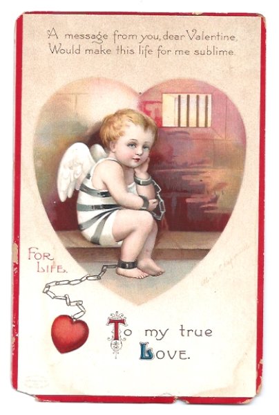画像1: Postcard 　バレンタイン　囚われの身の天使　E.clapsaddle (1)