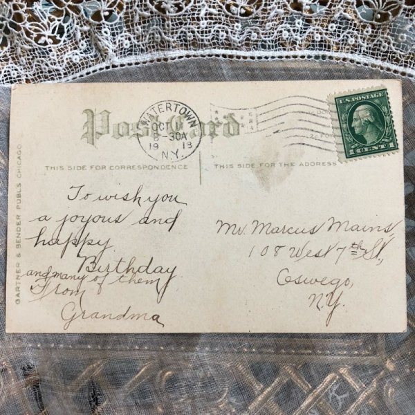 画像2: ▼SALE 500▼ Postcard セーラー服の男の子とアヤメのお花 1913年 (2)