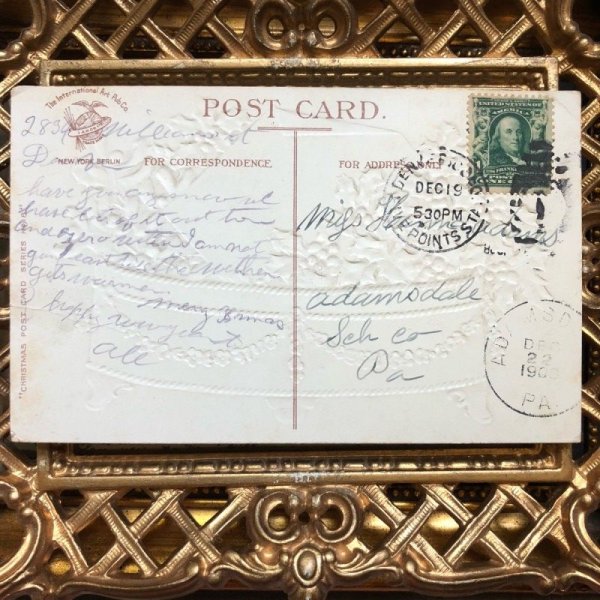 画像3: Postcard クリスマス ヤドリギ ホーリー 1908年 (3)