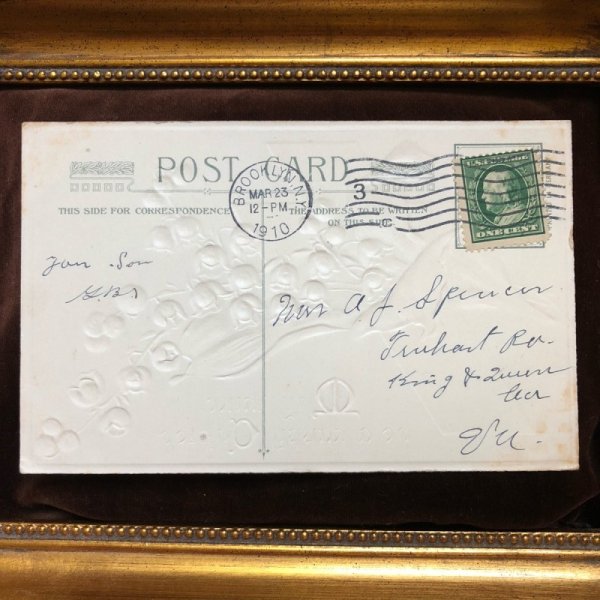 画像3: Postcard イースター スズランのお花と十字架 1910年 (3)