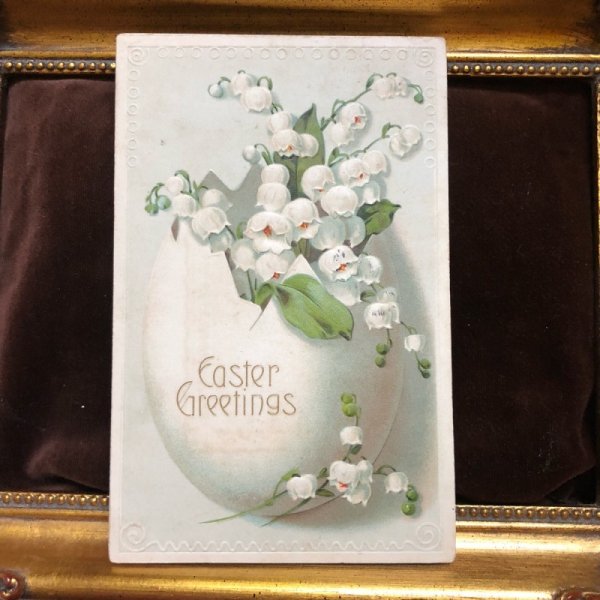 画像2: Postcard イースター スズランのお花と卵 1910年 (2)