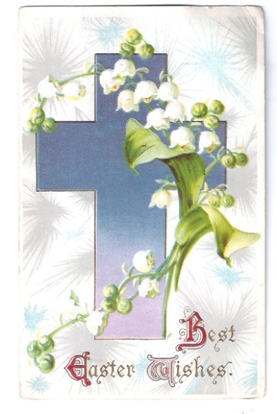 画像1: Postcard　イースター　スズランのお花と十字架 (1)