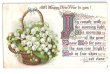 画像1: Postcard　新年祝い　スズランのお花のバスケット (1)
