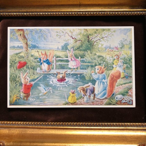 画像2: Postcard  森の動物さん　川遊び　釣り　Racey Helps　未使用 (2)