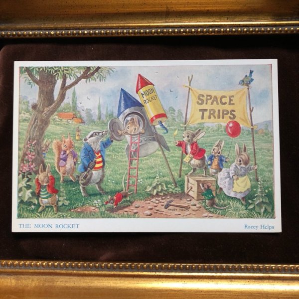 画像2: Postcard  森の動物さん 宇宙旅行 月へのロケット Racey Helps 未使用 (2)
