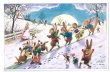 画像1: Postcard  森の動物さん　雪すべり遊び　Racey Helps　未使用 (1)