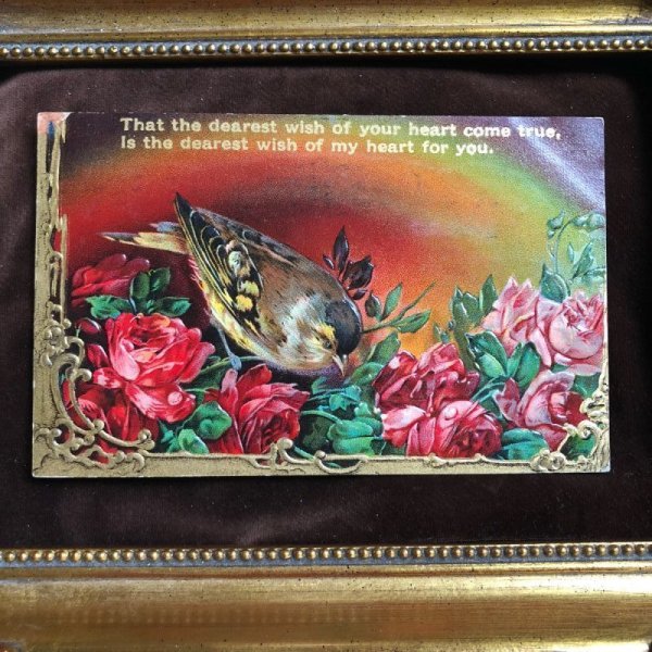 画像1: ▲SALE 500▲  Postcard　薔薇のお花と小鳥 (1)