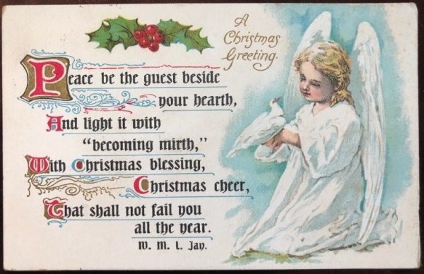 画像1: Postcard　クリスマス　白鳩と天使　 (1)