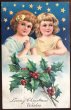 画像1: Postcard　　クリスマス　2人の女の子　ホーリー 1908年 (1)
