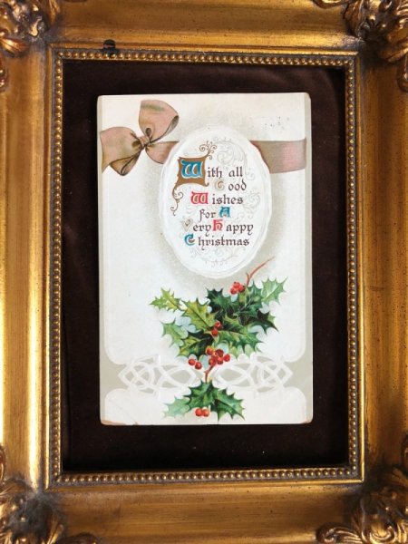 画像2: Postcard クリスマス ホーリーとリボン  (2)