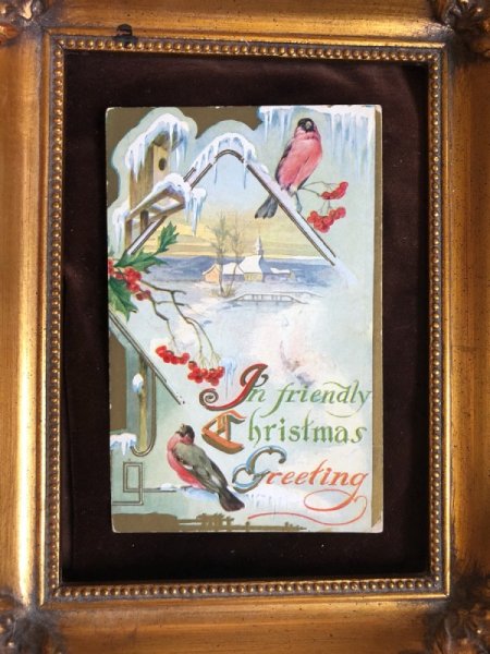 画像1: ▲SALE 500▲  Postcard　クリスマス　雪景色の中の小鳥　1911年 (1)