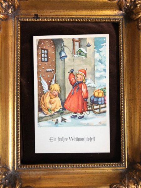 画像2: Postcard クリスマス  プレゼントを届けに来た天使 未使用 (2)