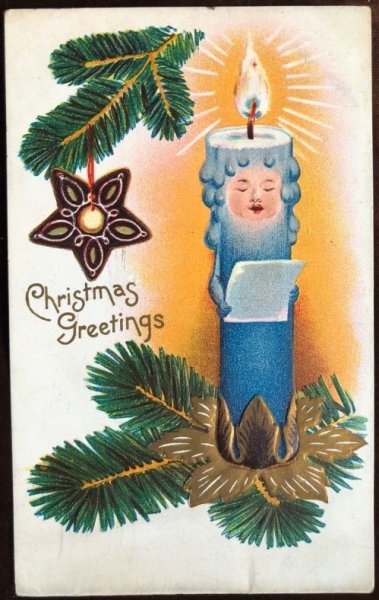 画像1: Postcard　クリスマス　歌うキャンドル　1908年 (1)