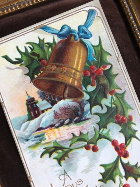 画像3: Postcard　クリスマス　ホーリーと金色のベル　雪景色　1913年 (3)