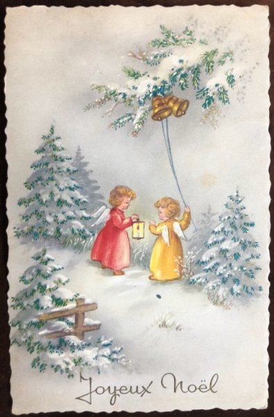 画像1: Postcard　クリスマス　天使　フランス　1958年 (1)