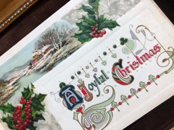 画像2: Postcard クリスマス ホーリーと雪景色  (2)