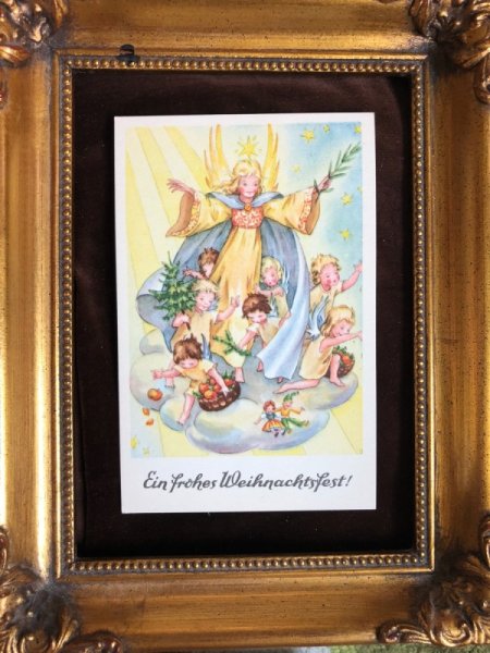 画像2: Postcard クリスマス 雲の上の天使たち 未使用 (2)