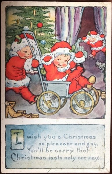 画像1: Postcard　クリスマス　小さなサンタさん　1916年 (1)