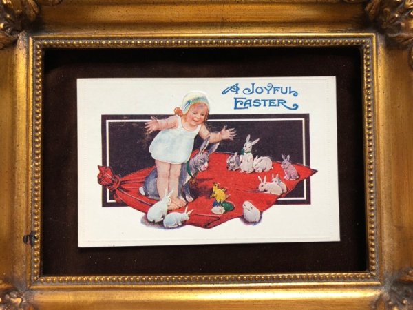 画像3: Postcard  イースター 女の子とウサギとヒヨコ Marie Flatscher 未使用 (3)