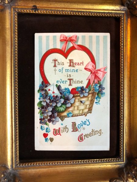 画像2: Postcard スミレのお花 ハート Elen Clapsaddle (2)