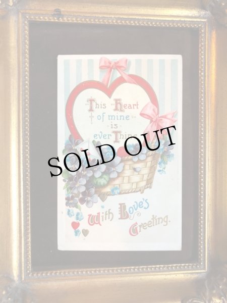 画像2: Postcard　スミレのお花　ハート　Elen Clapsaddle (2)