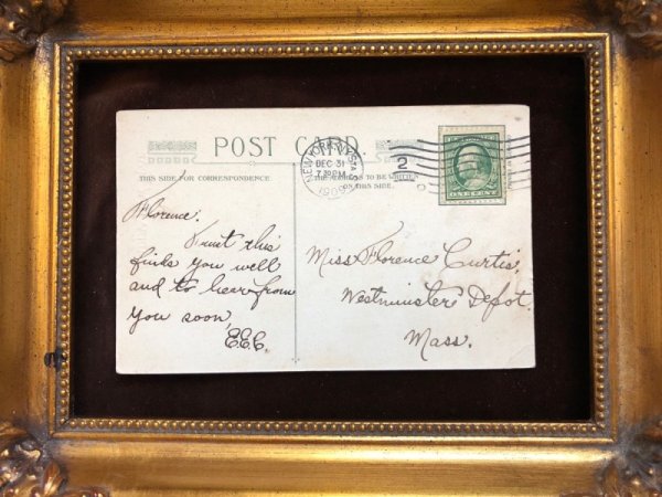 画像4: Postcard　新年祝い　New Year　小鳥とホーリー　シルク貼り 1909年 (4)