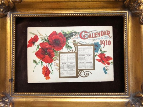 画像2: ▼SALE 500▼  Postcard New Year 新年祝い 1910年 カレンダー ポピーのお花 (2)