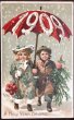 画像2: Postcard 　新年祝い　New Year 　傘と子どもたち 1909年 (2)