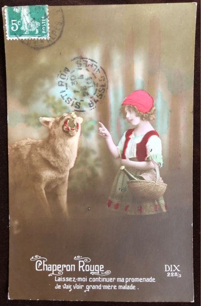 画像1: Postcard　童話　赤ずきんちゃんとオオカミ　1916年 (1)