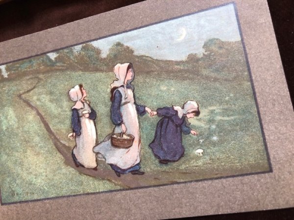 画像2: Postcard  キノコ狩りをする子どもたち S Barham 未使用 (2)