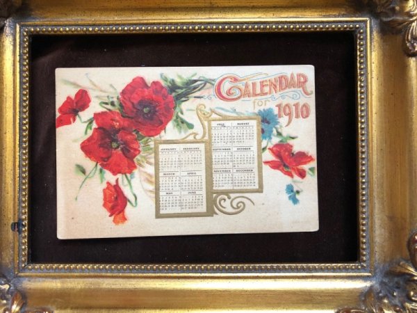 画像3: ▼SALE 500▼  Postcard New Year 新年祝い 1910年 カレンダー ポピーのお花 (3)