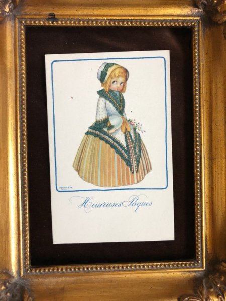 画像3: Postcard イースター 卵を持つドレスの女の子 A.Bertiglia  (3)
