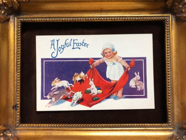 画像3: Postcard  イースター 女の子とウサギとヒヨコ Marie Flatscher 未使用 (3)