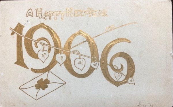 画像1: ▼SALE 500▼  Postcard　New Year　新年祝い　1906年 (1)