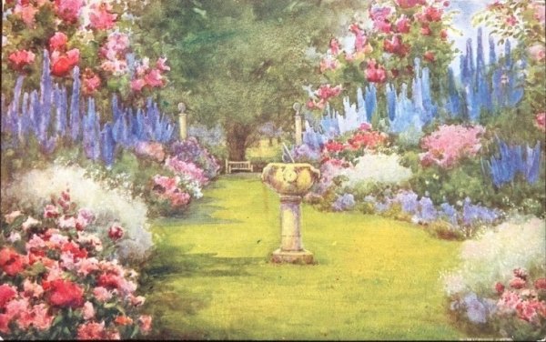 画像1: Postcard　イギリス　イングリッシュガーデン　花咲くお庭　未使用 (1)