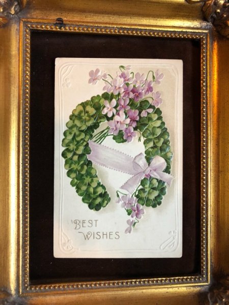 画像2: Postcard スミレのお花と四葉のクローバー (2)